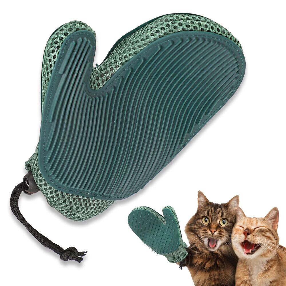 Mollypaws Pet Grooming Glove Silicone Deshedding Brush Hair Fur Remover Mitt NEW